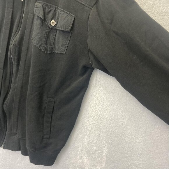 Irreverent Full Zip Up Jacket Mens Size XL Black Knit Chest Pockets Casual Punk - Picture 10 of 14